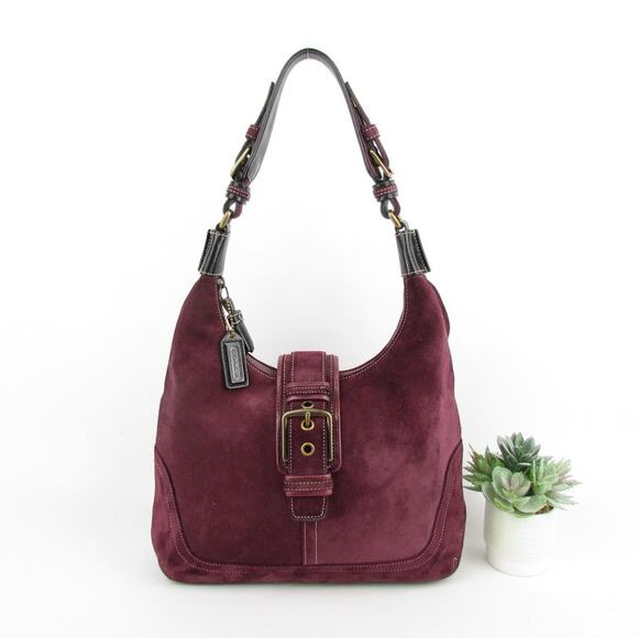 Authentic Coach Y2K Vintage Burgundy Suede Hobo Bag - Picture 1 of 8
